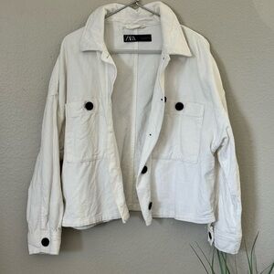 Zara Cream Corduroy Jacket with Black Accents